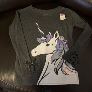 JoJo Siwa Gray and Purple Unicorn Long Sleeve Tee